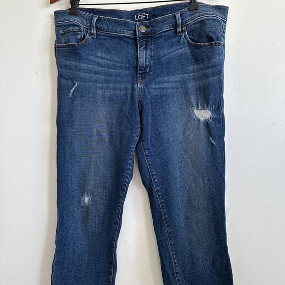 Loft Denim Jeans Size 14 Modern Skinny Distressed Stretch Ann Taylor - Picture 2 of 12